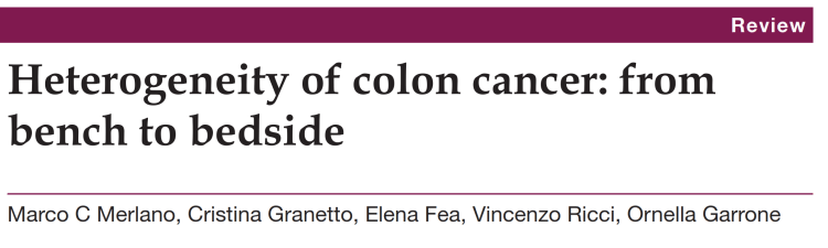 2017 08 29 Heterogeneity of colon cancer