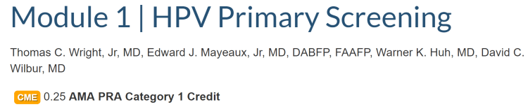 MODULE 01 HPV PRIMARY SCREENING